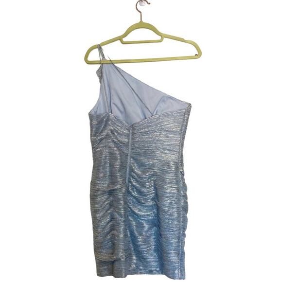 Aidan Blue Silver One Shoulder Mini Cocktail Dress Sz 8 - Picture 10 of 13